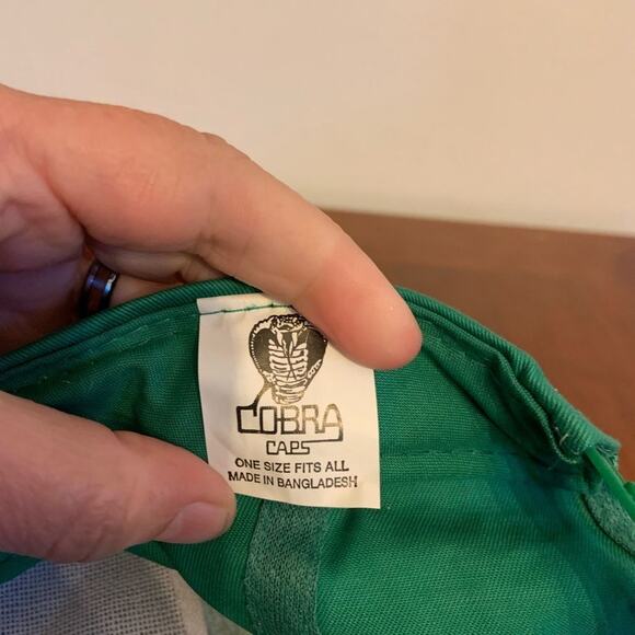 Vintage snapback dad hat auto body car shop green w rope brim. Old orchard Maine - Picture 6 of 8